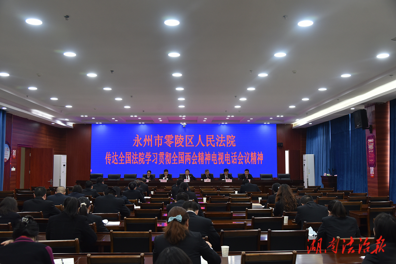 零陵法院传达全国法院学习贯彻全国两会精神电视电话会议精神