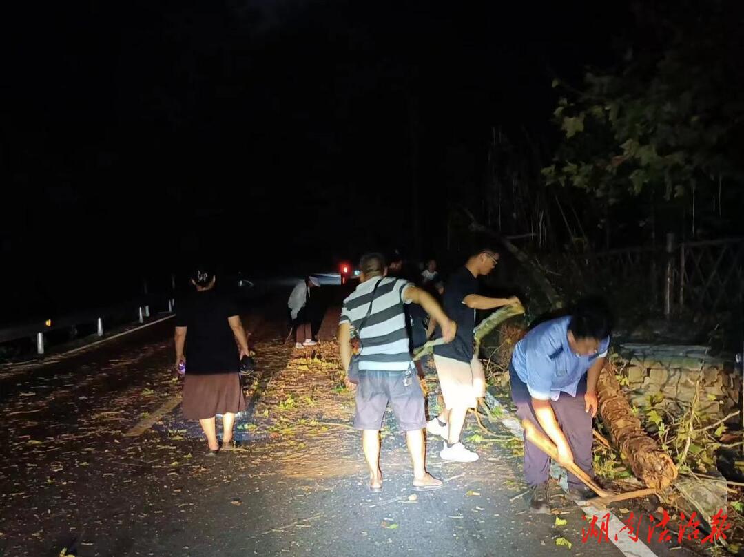 中秋護(hù)平安 | 大樹倒伏阻交通矮寨交警聯(lián)合多部門連夜清除“攔路虎”