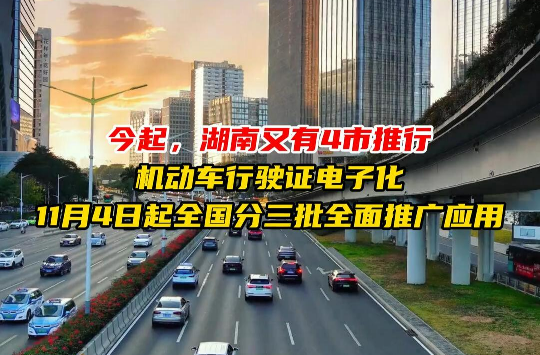 今起，湖南又有4市推行 機動車行駛證電子化 11月4日起全國分三批全面推廣應(yīng)用