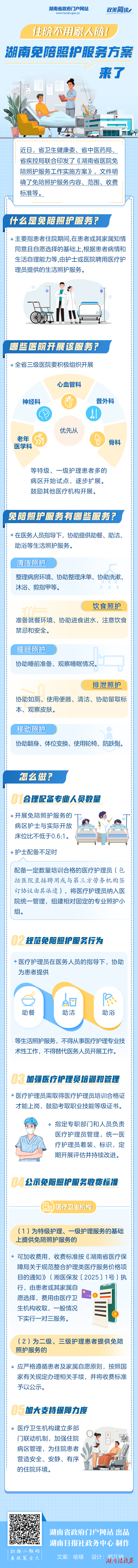 政策簡讀丨住院不用家人陪！湖南免陪照護服務方案來了