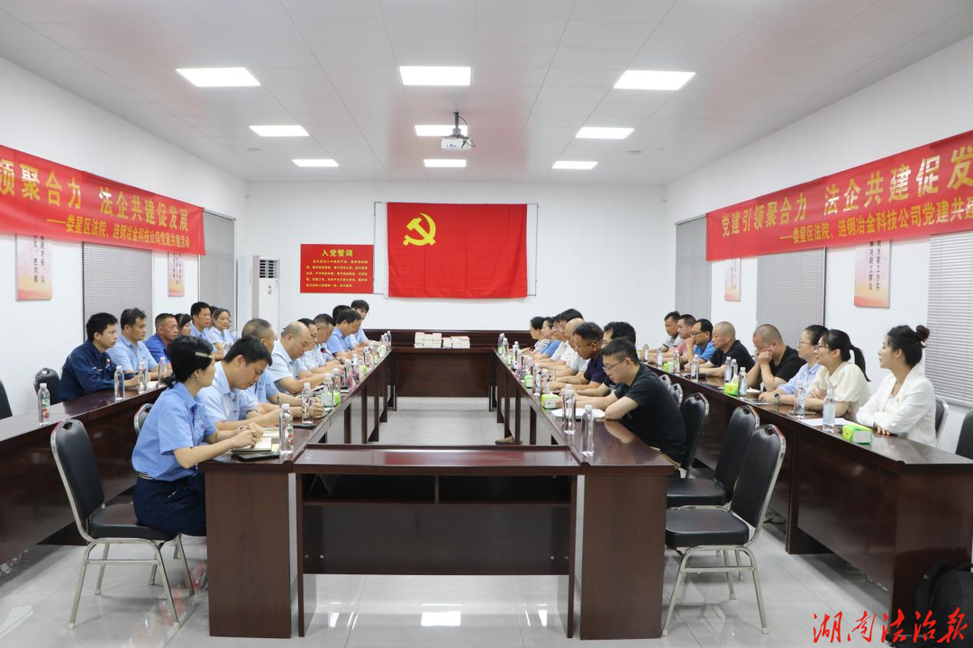 法徽党徽交相辉映--娄星区法院与涟钢冶金科技有限公司开展党建共建活动