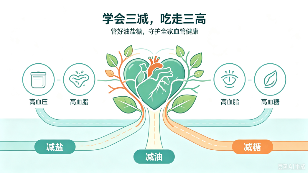 市中心医院：学会“三减” 吃走三高！管好油盐糖 守护全家血管健康